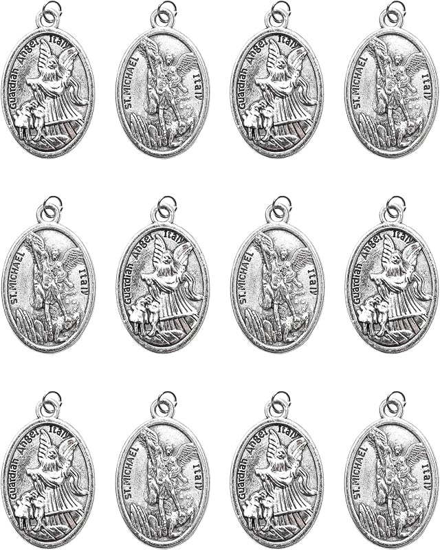 WENTIYA silver-tone Saint Michael medal charms, set of 12